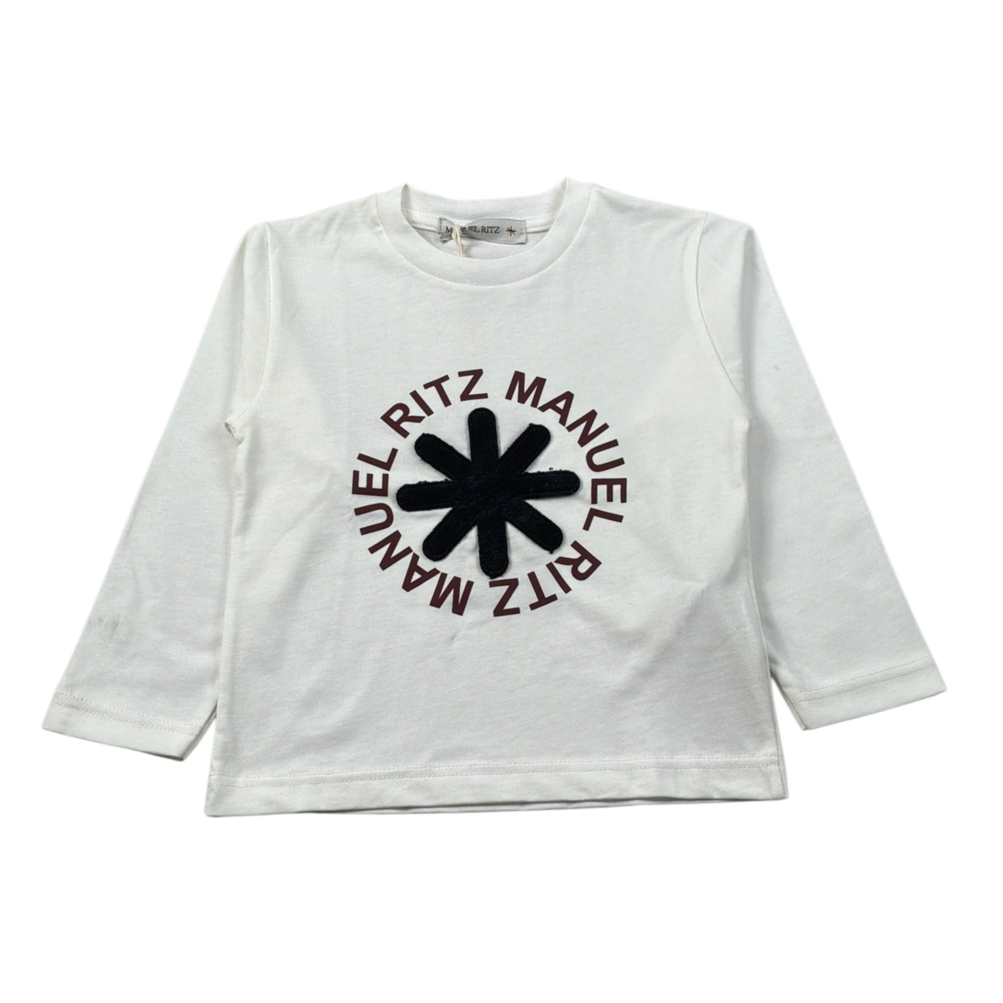 Manuel Ritz Shirt Girocollo tinta unita con Logo Panna per Neonato MR3176 PANNA MANUEL RITZ 