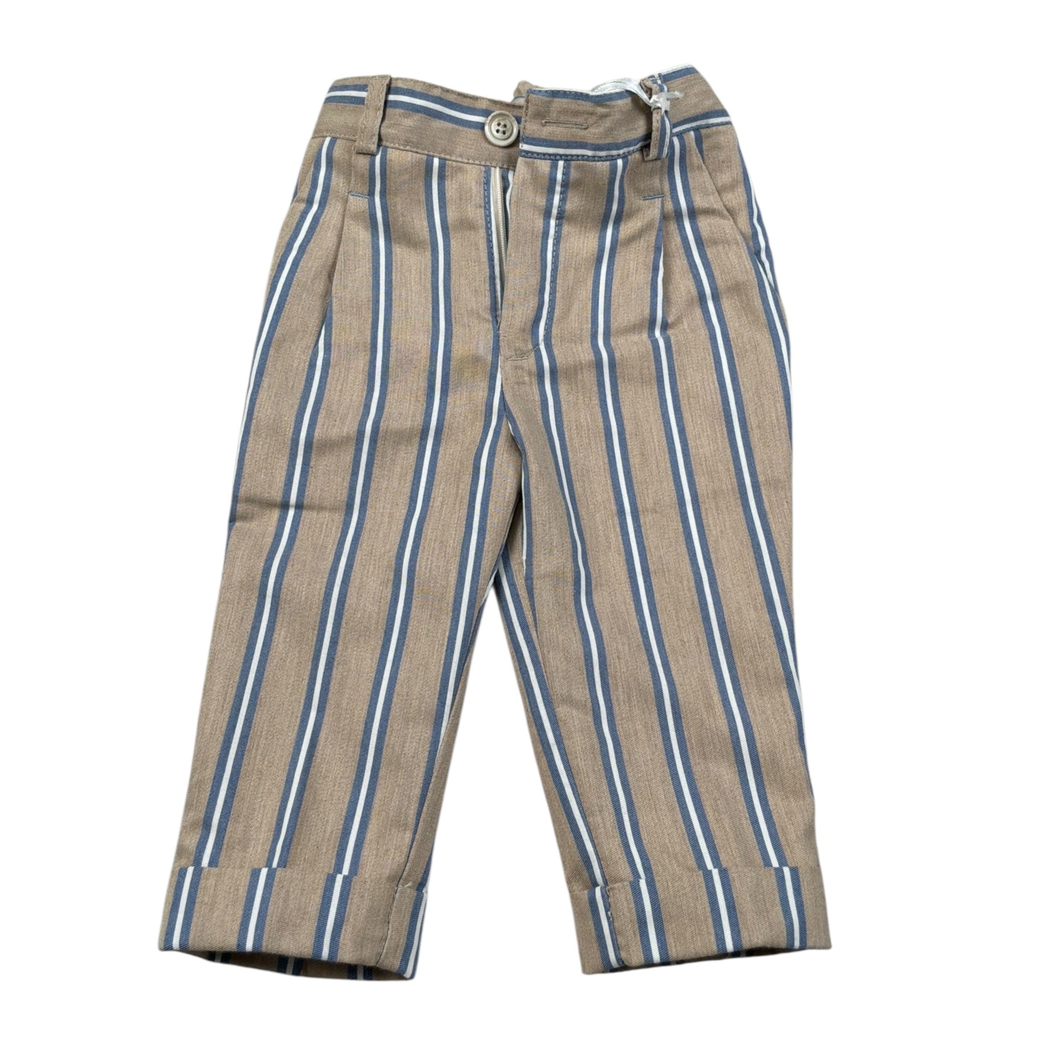 Manuell & Frank Pantalone con Elastico In Vita Fantasia A Righe Beige per Neonato PNTMNFRR BEIGE MANUELL & FRANK 