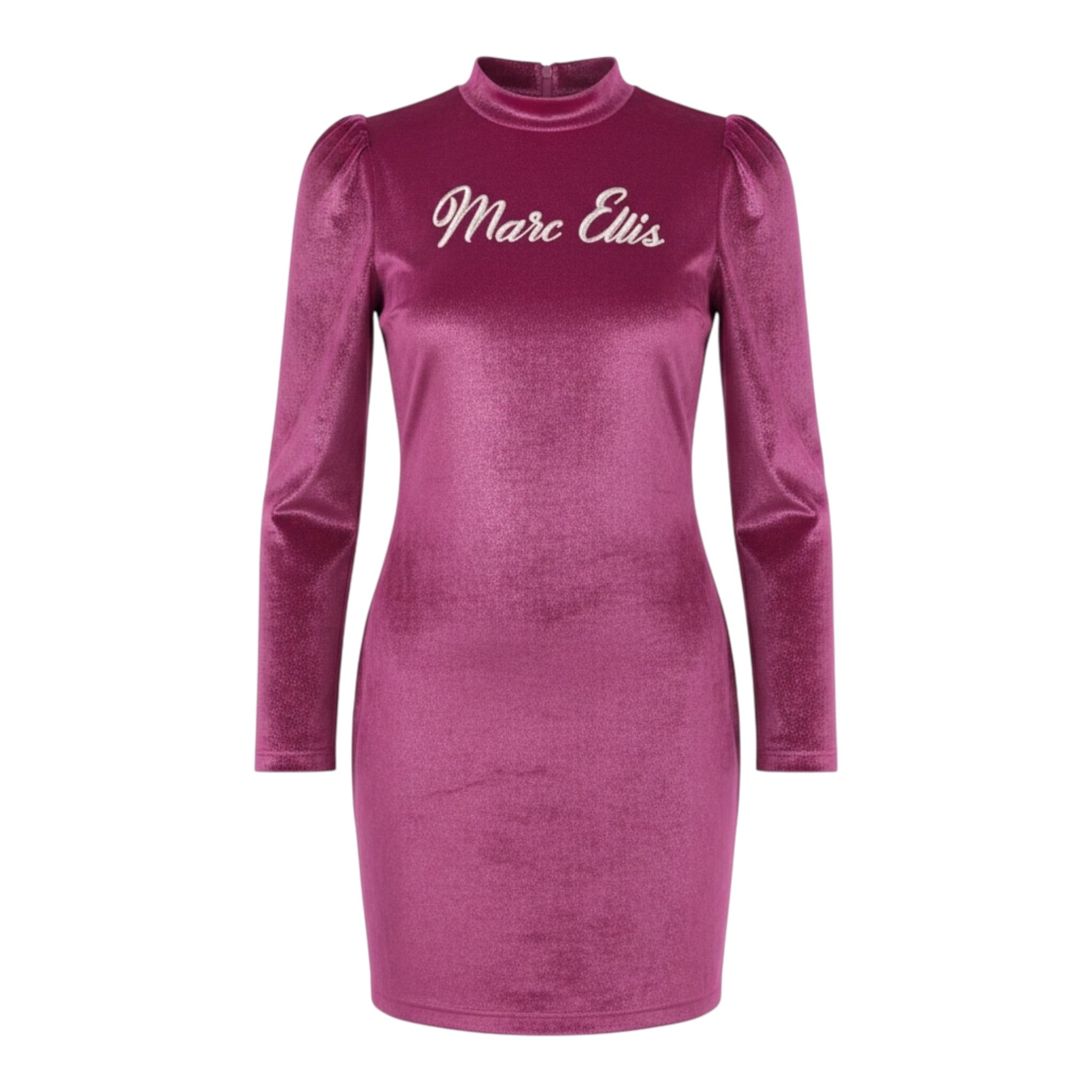 Marc Ellis Abito tinta unita con Stampa In Velluto Magenta per Bambina JMJDR00108 MAGENTA MARC ELLIS 