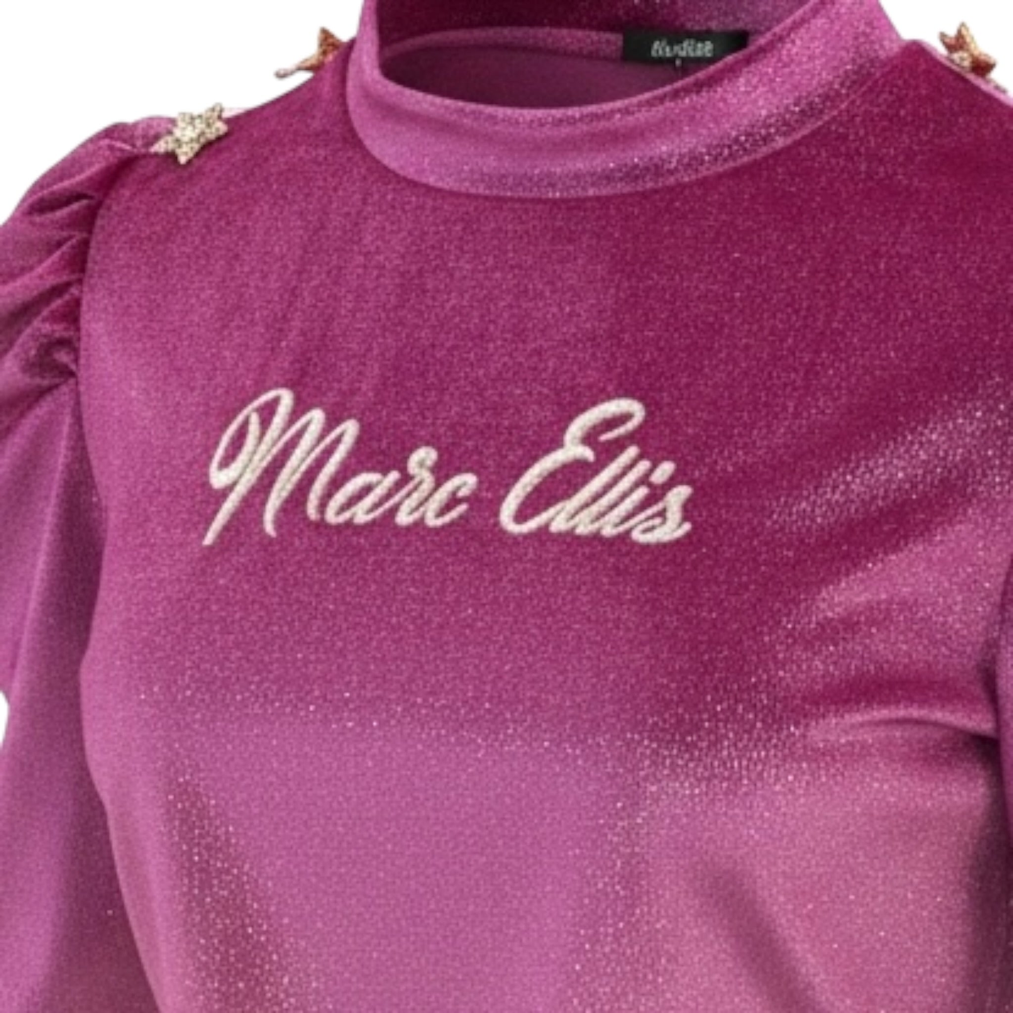 Marc Ellis Maglia tinta unita con Stampa In Velluto Magenta per Bambina JMJTS00103 MAGENTA MARC ELLIS 