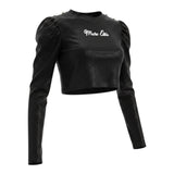 Marc Ellis Maglia tinta unita con Stampa In Velluto Nero per Bambina JMJTS00103 NERO MARC ELLIS 