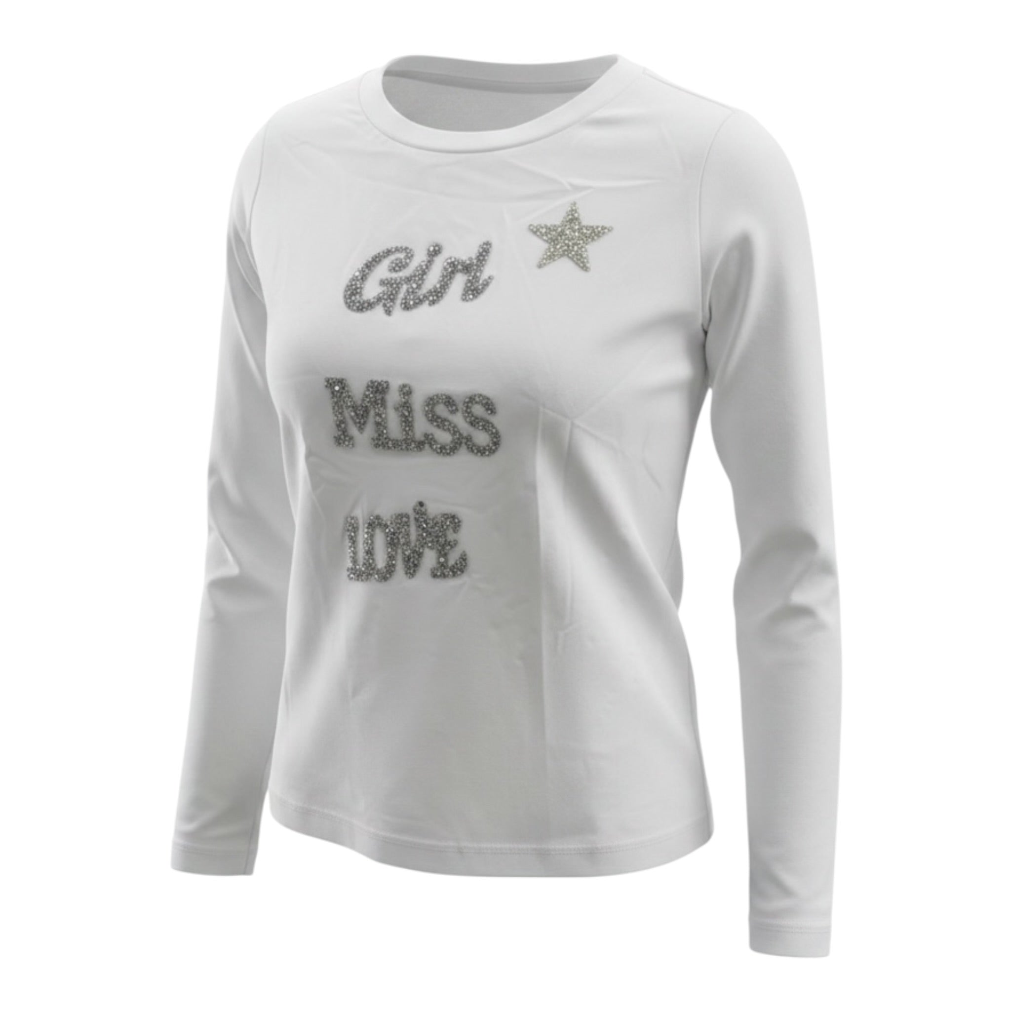 Marc Ellis Shirt tinta unita con Paillettes Bianco per Bambina JMJTS02317 BIANCO MARC ELLIS 