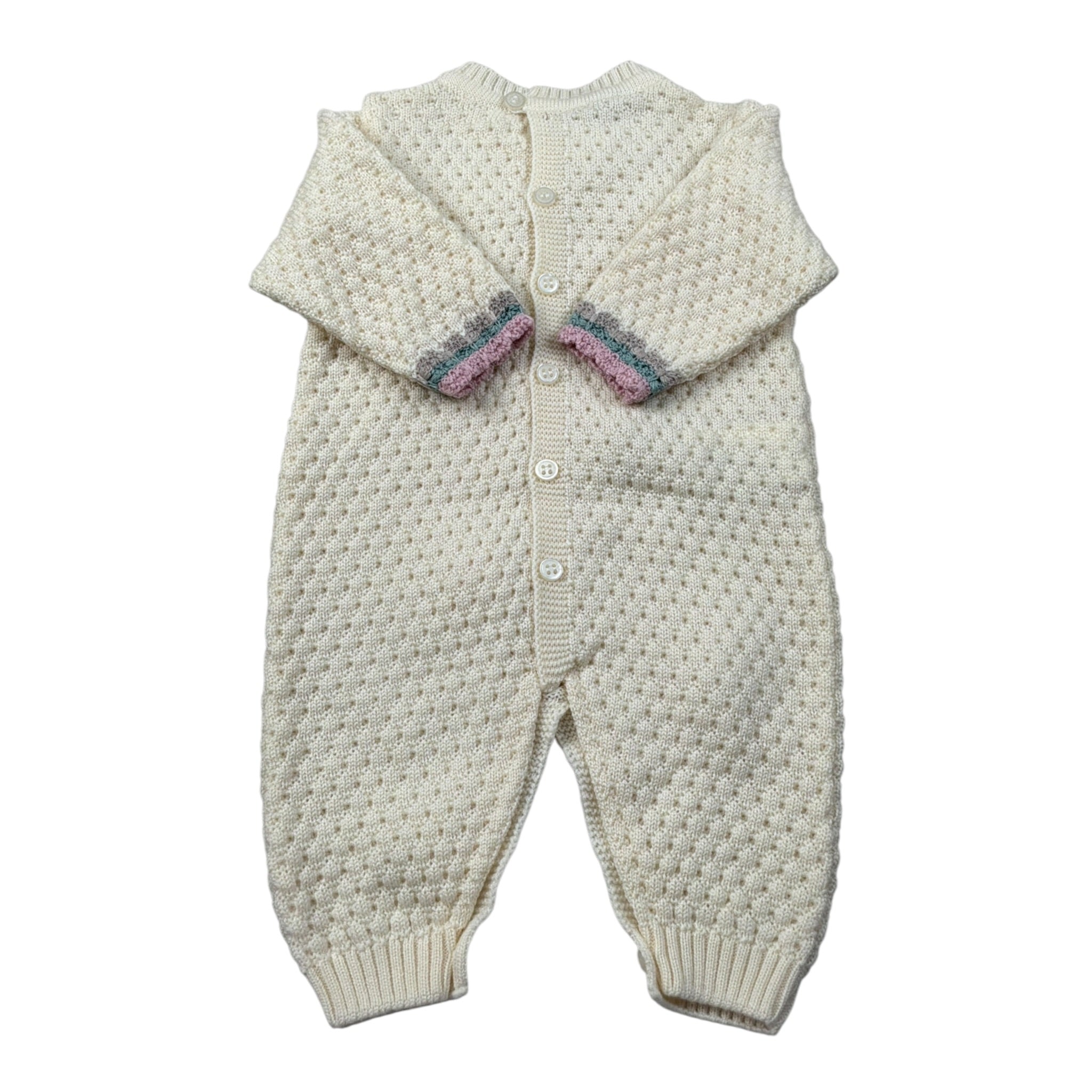Marlu' Tutina Manica Lunga tinta unita con Ricami Panna per Neonata IB1310 PANNA MARLU' 