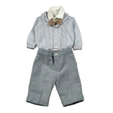 Marlu' Completo 4 Pezzi Cardigan-Camicia-Pantalone-Papillon Azzurro per Neonato IK21060 AZZURRO MARLU' 