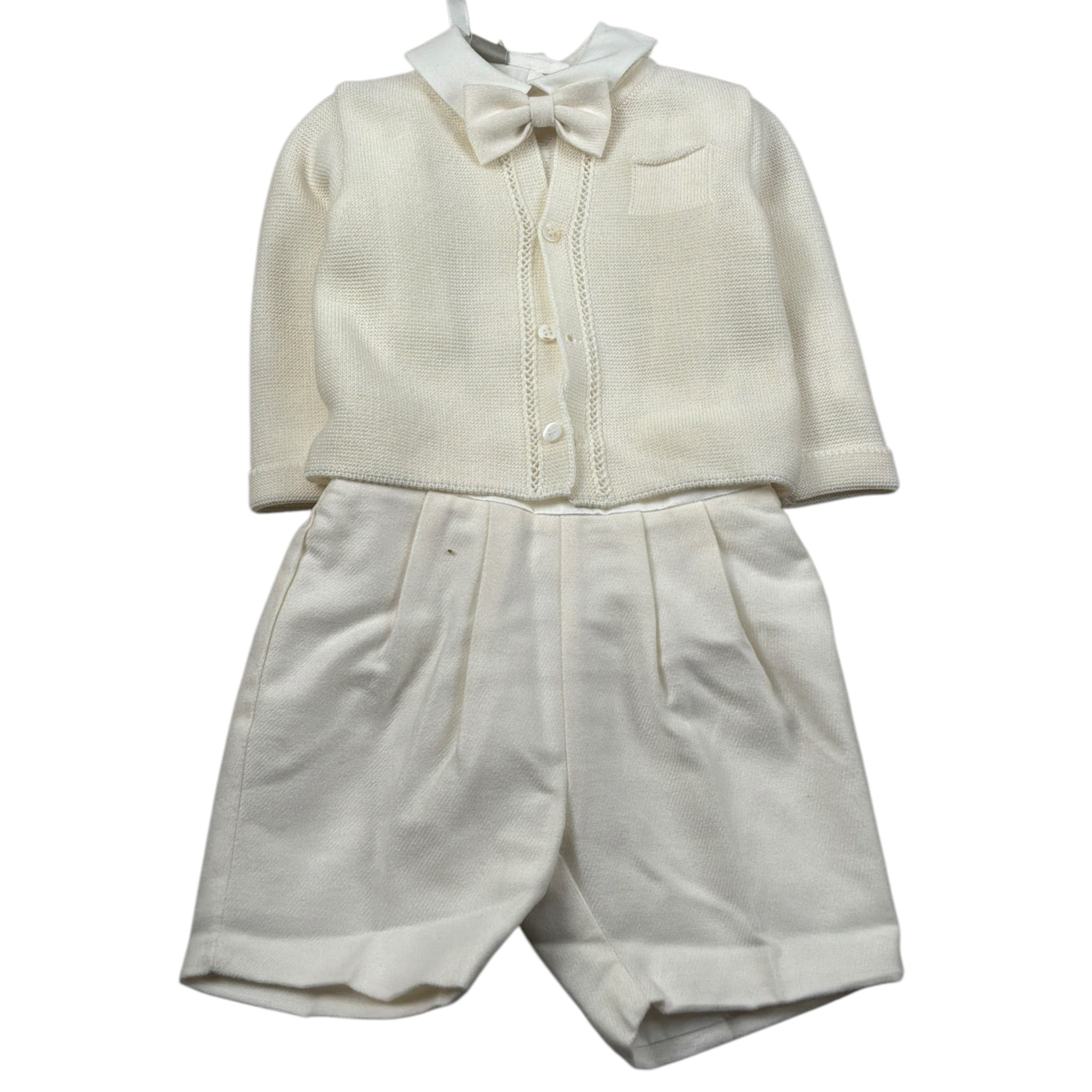 Marlu' Completo 4 Pezzi Cardigan-Camicia-Bermuda-Papillon Panna per Neonato IM20260 PANNA MARLU' 