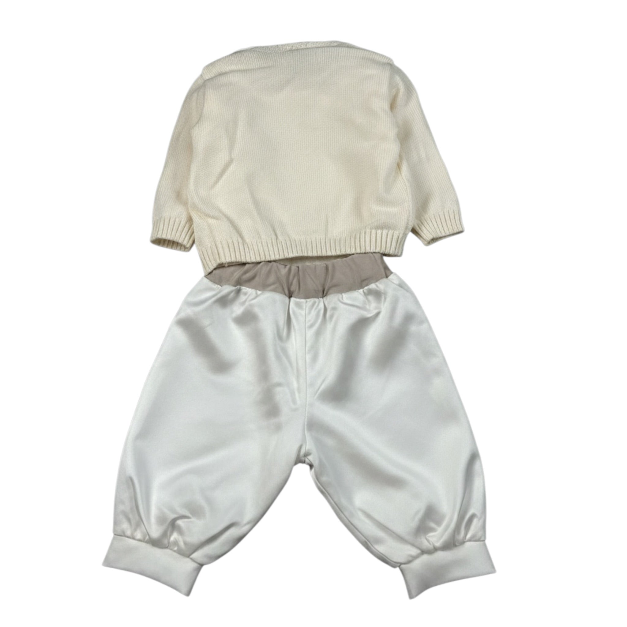 Marlu' Completo 4 Pezzi Cardigan-Camicia-Pantalone-Papillon Panna per Neonato IM20860 PANNA MARLU' 
