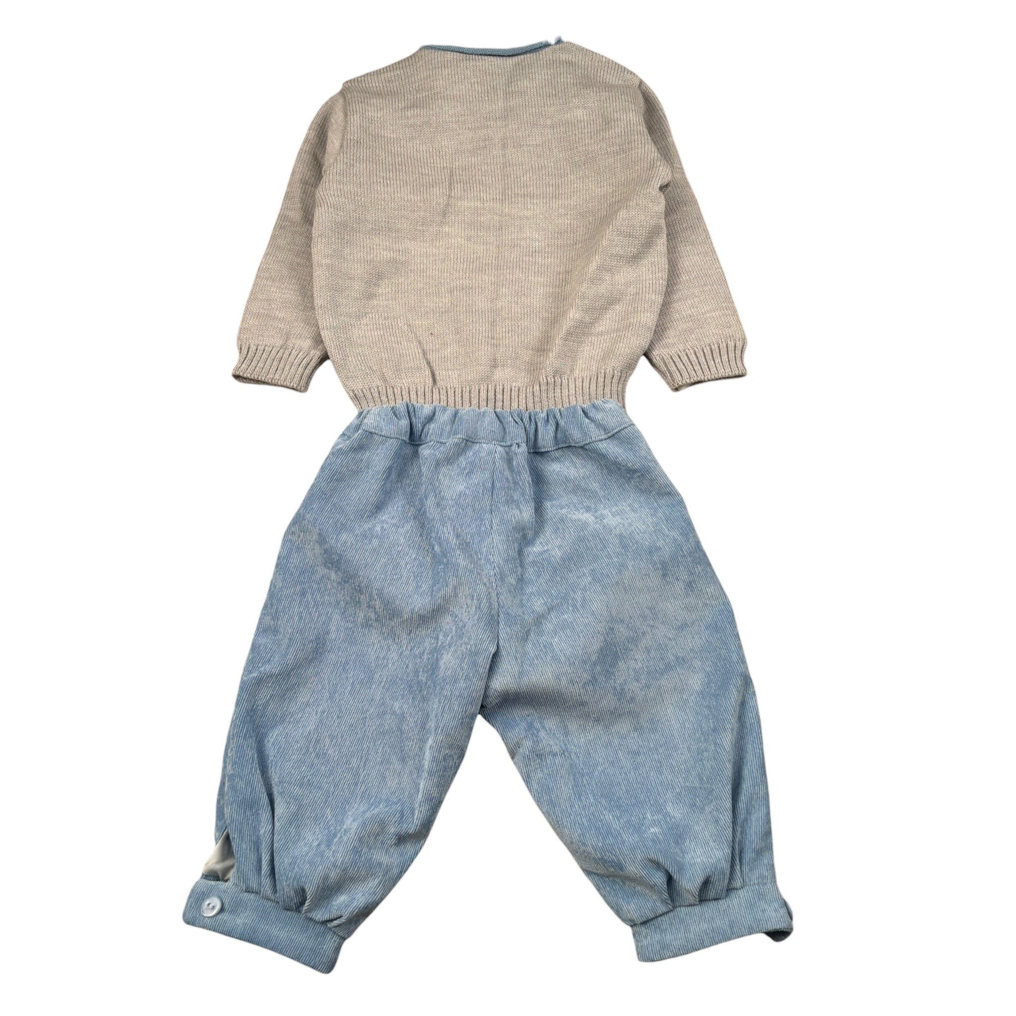 Marlu' Completo 4 Pezzi Cardigan-Camicia-Pantalone-Papillon Grigio/Azzurro per Neonato IM21160 GRIGIO/AZZURRO MARLU' 