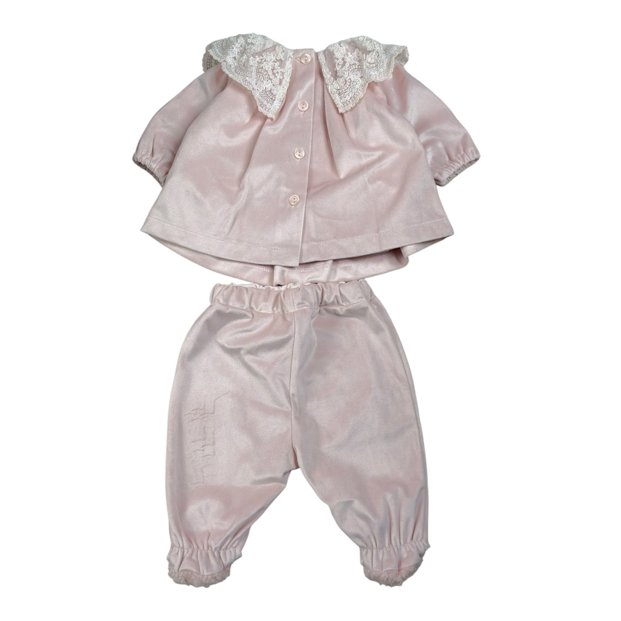 Marlu' Completo 2Pz Maglia-Ghettina tinta unita con Ricami Rosa per Neonata IN1717 ROSA MARLU' 