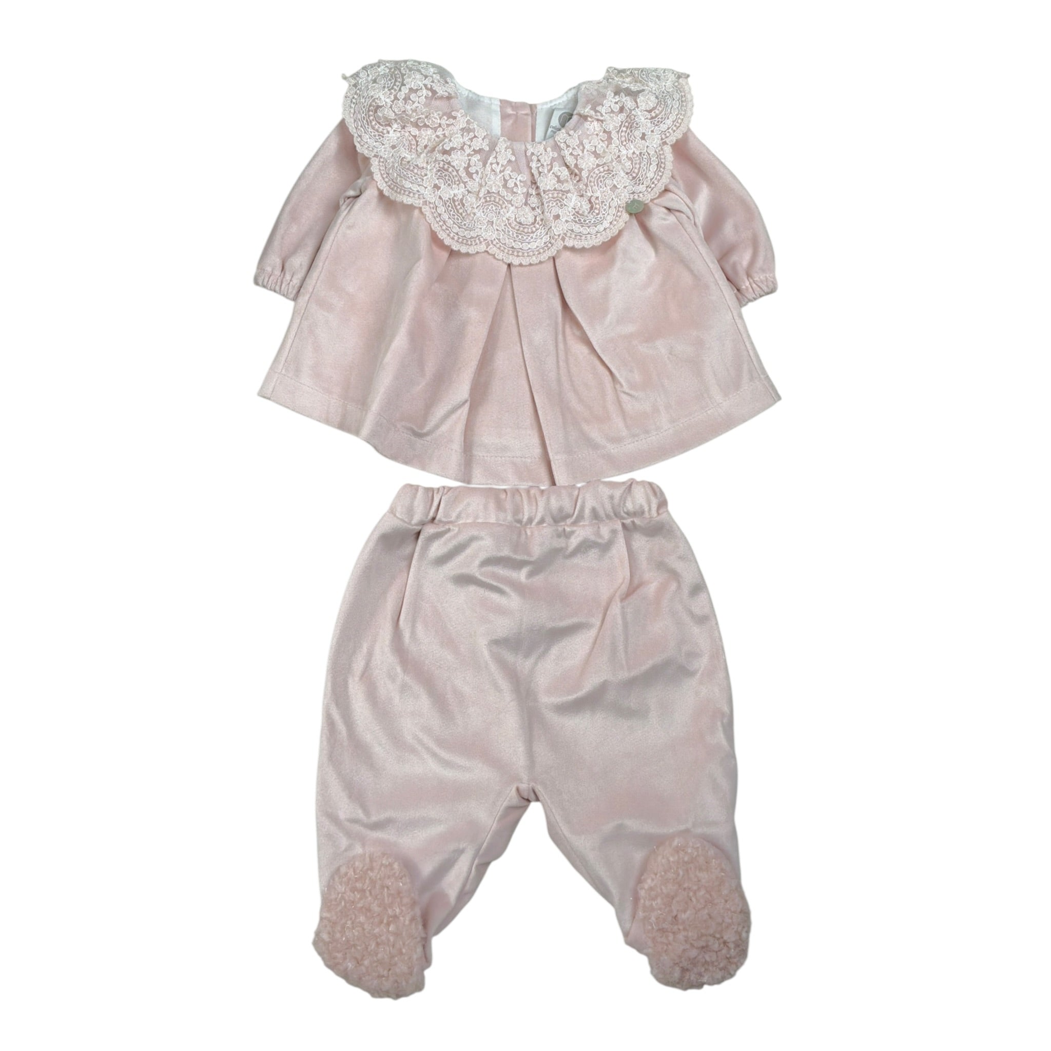 Marlu' Completo 2Pz Maglia-Ghettina tinta unita con Ricami Rosa per Neonata IN1717 ROSA MARLU' 