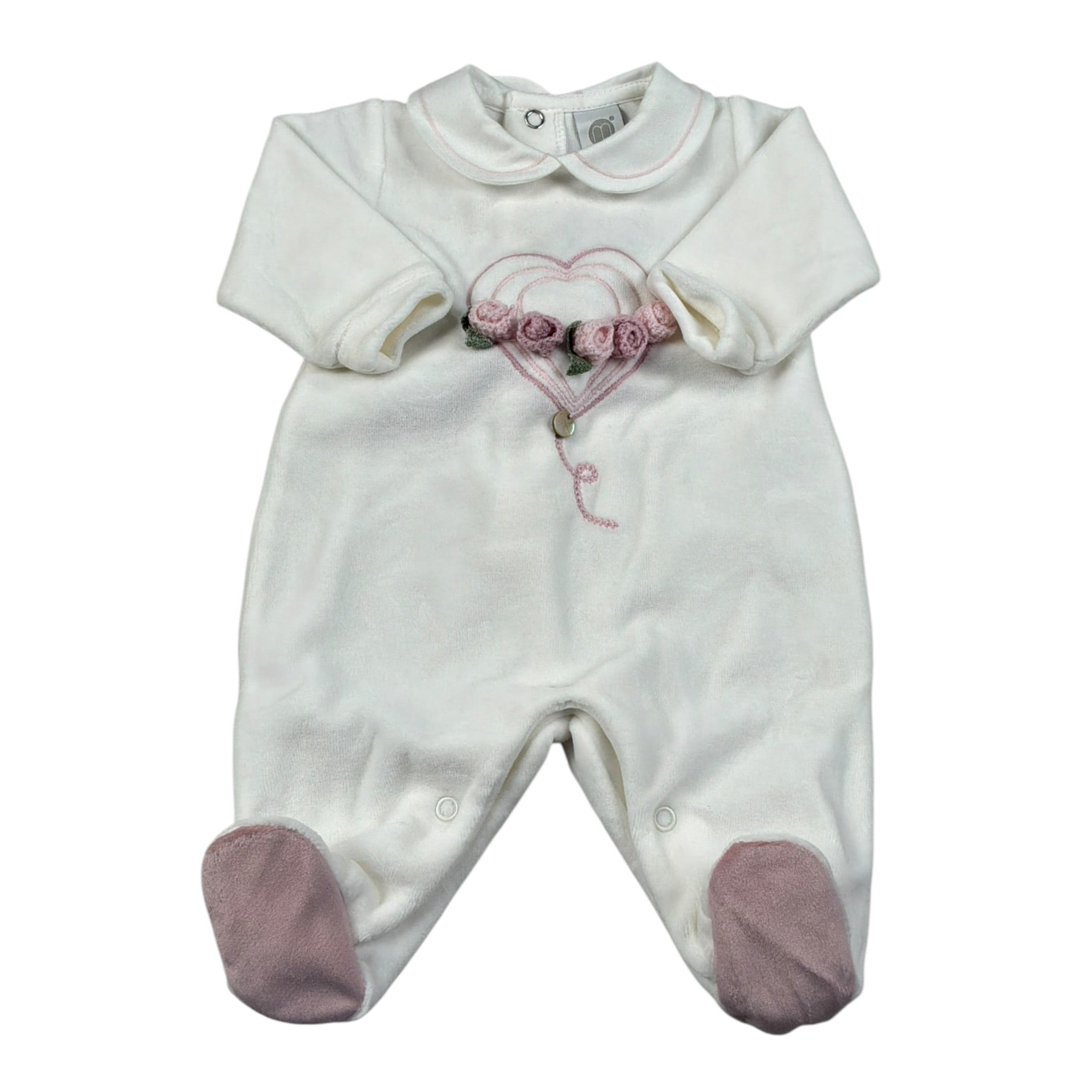 Marlu' Tutina Manica Lunga tinta unita In Ciniglia Bianco per Neonata IN2714 BIANCO MARLU' 