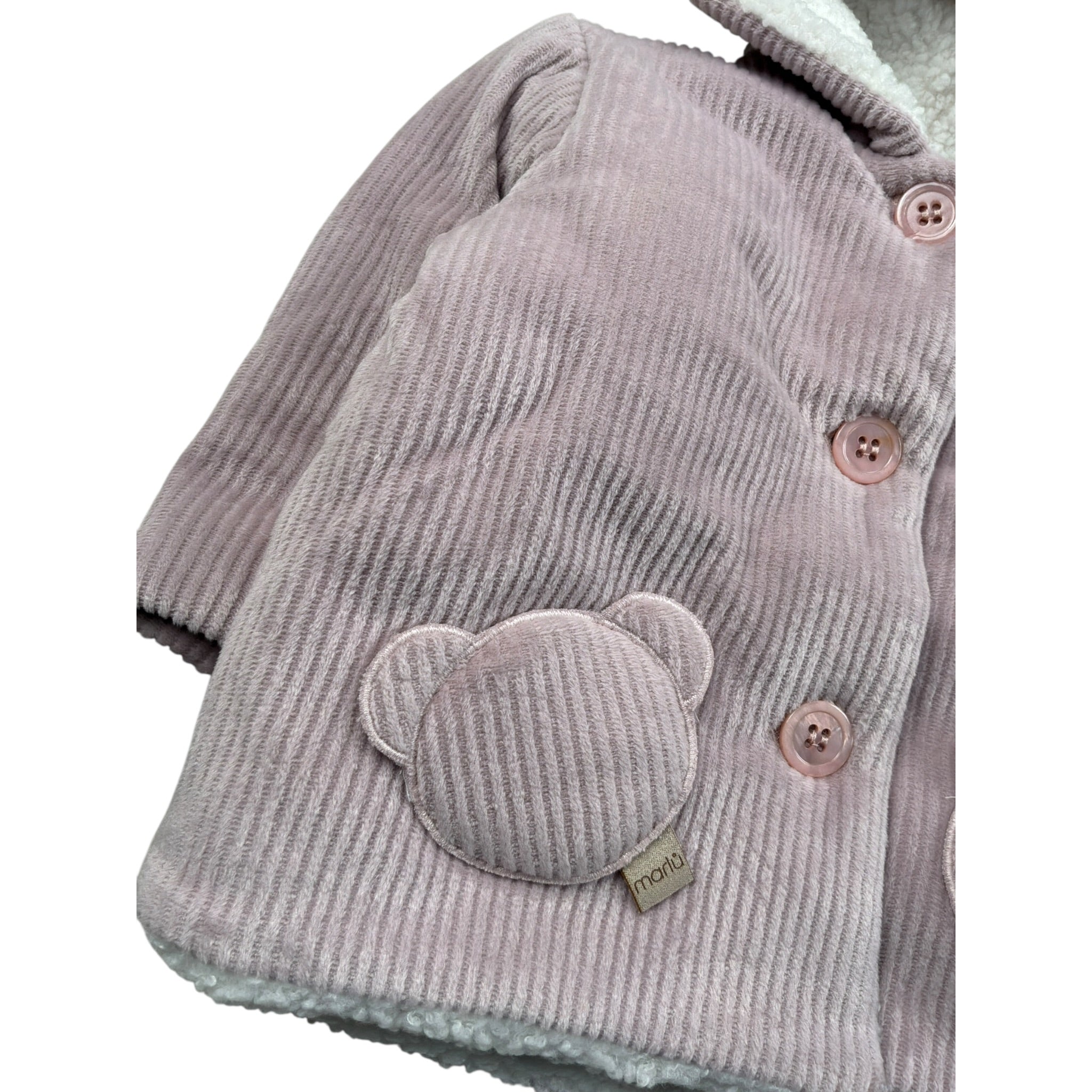 Marlu' Cappotto tinta unita con Cappuccio Rosa per Neonata IN5940 ROSA MARLU' 