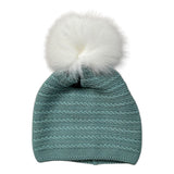 Marlu' Cappello tinta unita con Pon Pon Verde per Neonata IN6671 VERDE MARLU' 