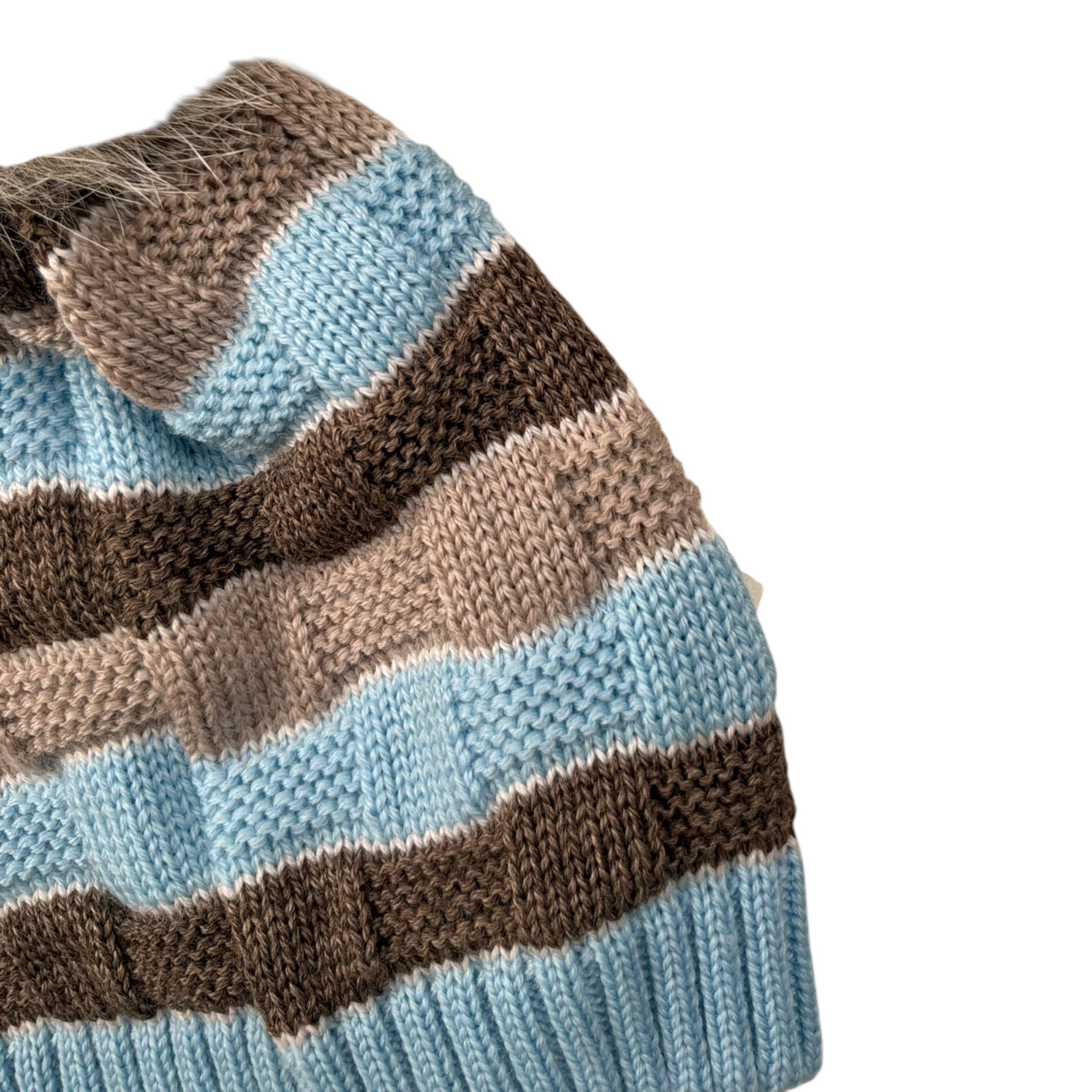 Marlu' Cappello tinta unita con Pon Pon Azzurro per Neonato IN6771 AZZURRO MARLU' 
