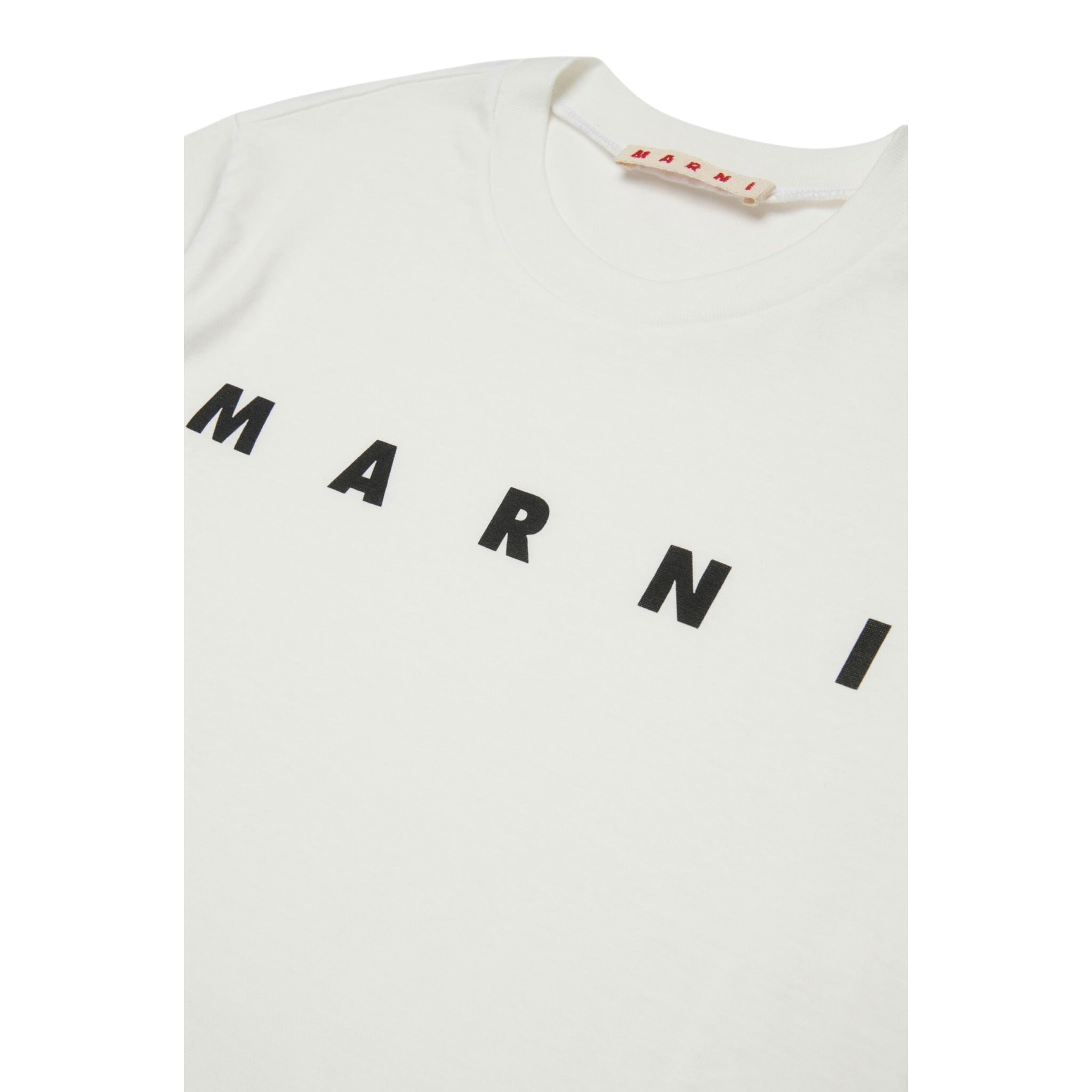 Marni T-Shirt Girocollo tinta unita con Logo Bianco per Bambina M002MVX BIANCO MARNI 