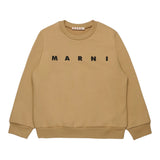 Marni Felpa Chiusa Girocollo tinta unita con Logo Beige per Bambino M01612 BEIGE MARNI 