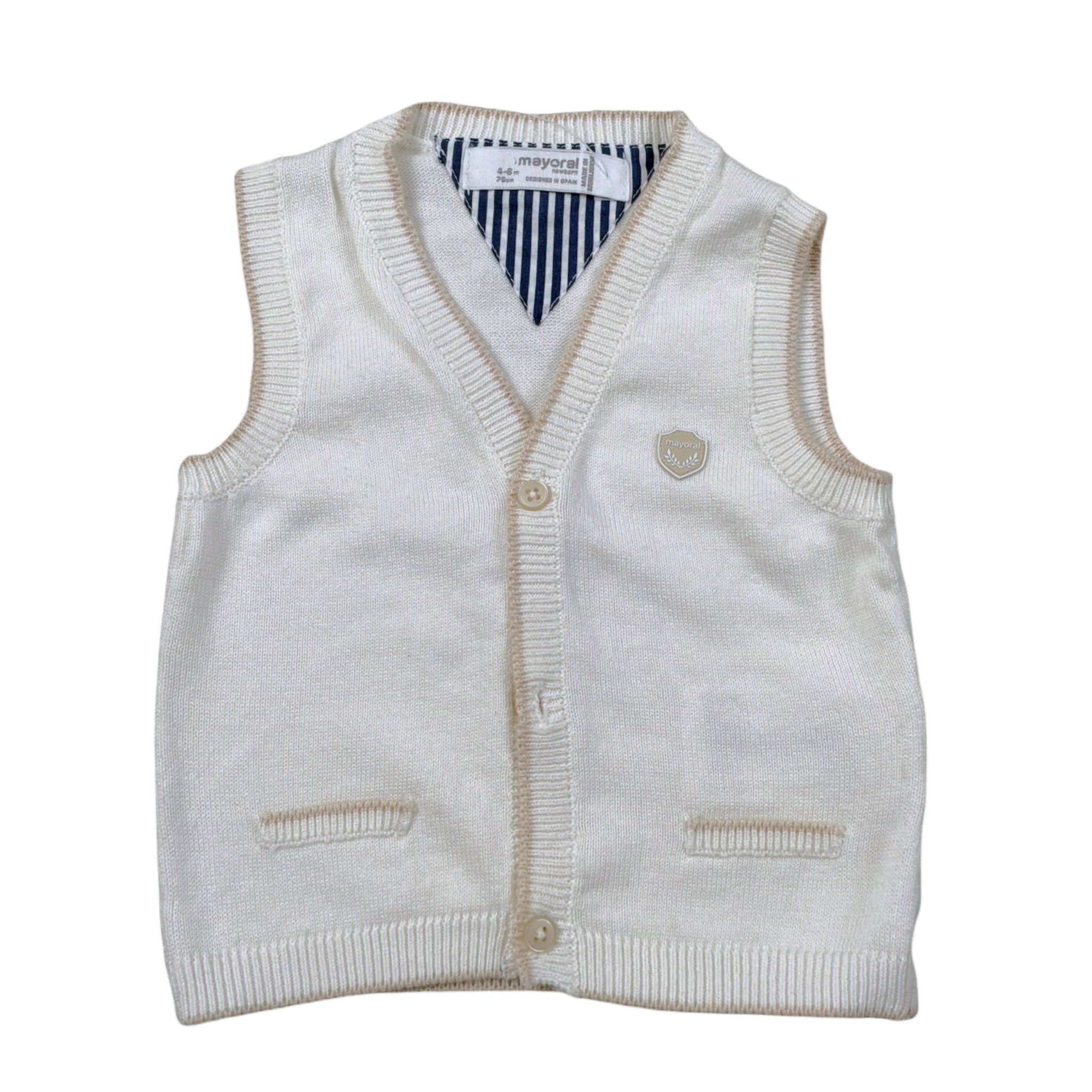 Mayoral Gilet tinta unita con Profili In Contrasto Panna per Neonato 1312 PANNA MAYORAL 