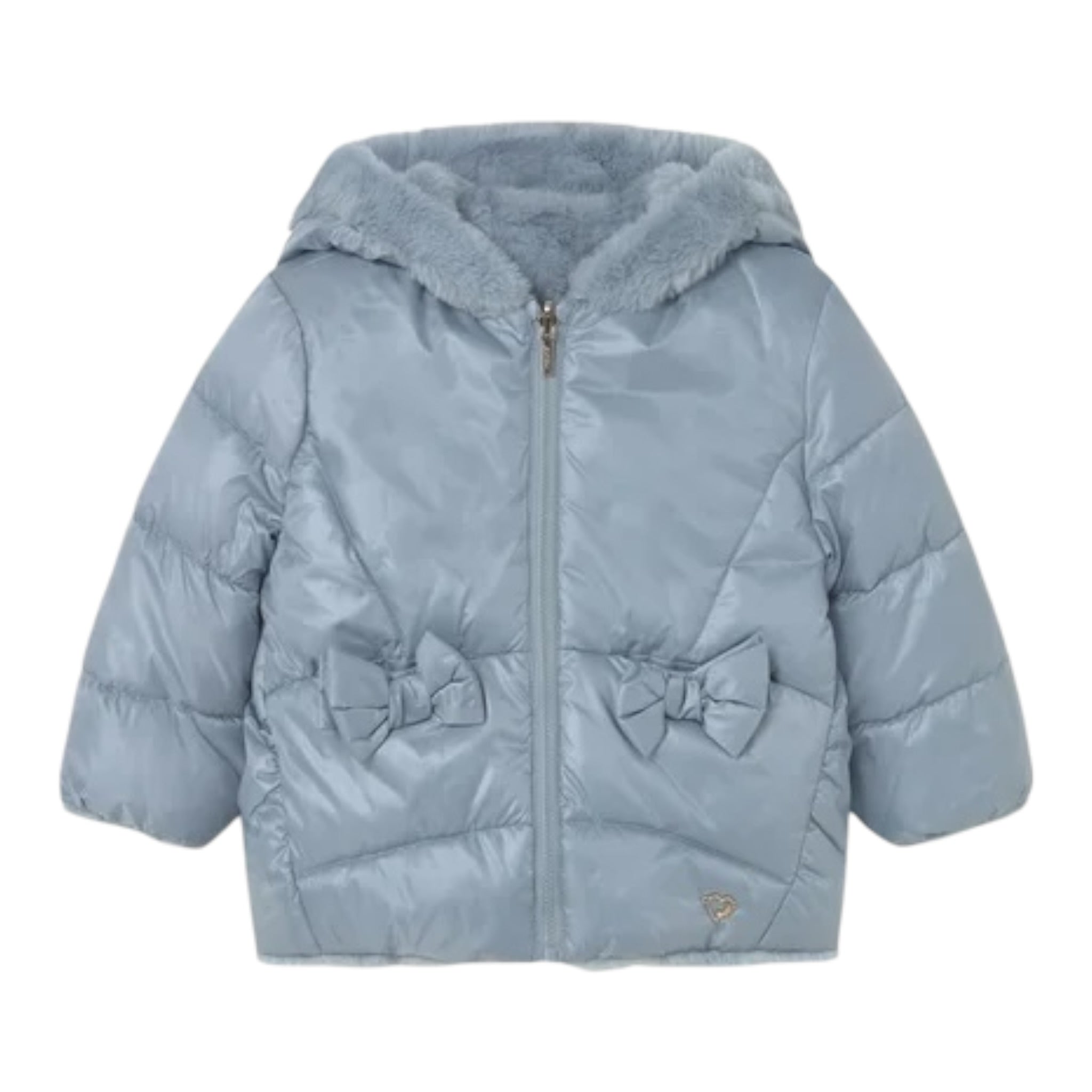 Mayoral Giubbino tinta unita con Pelliccia E Cappuccio Reversibile Azzurro per Neonata 2435 AZZURRO MAYORAL 