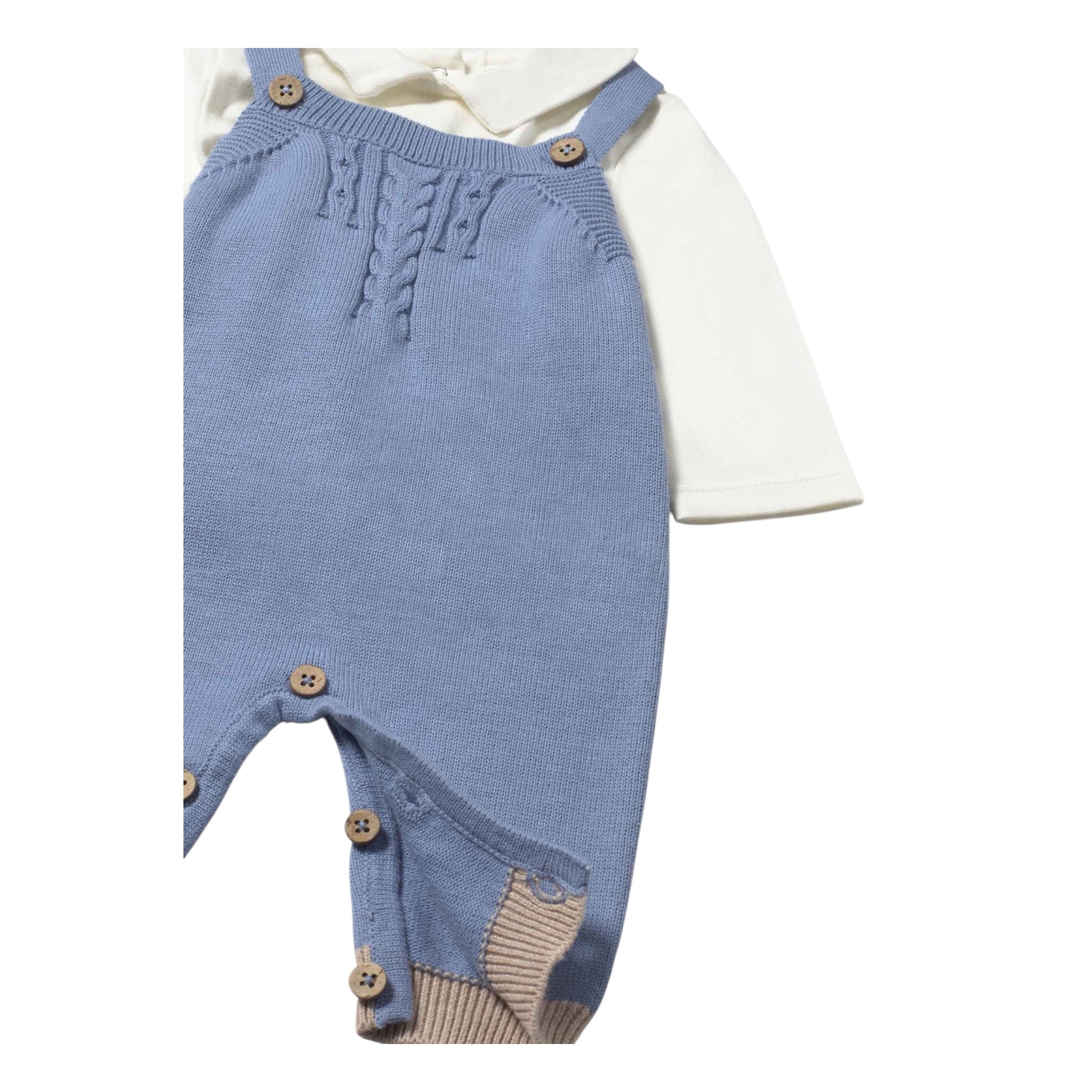 Mayoral Completo 3 Pezzi Cardigan-Salopette-Shirt Azzurro per Neonato 2617 AZZURRO MAYORAL 