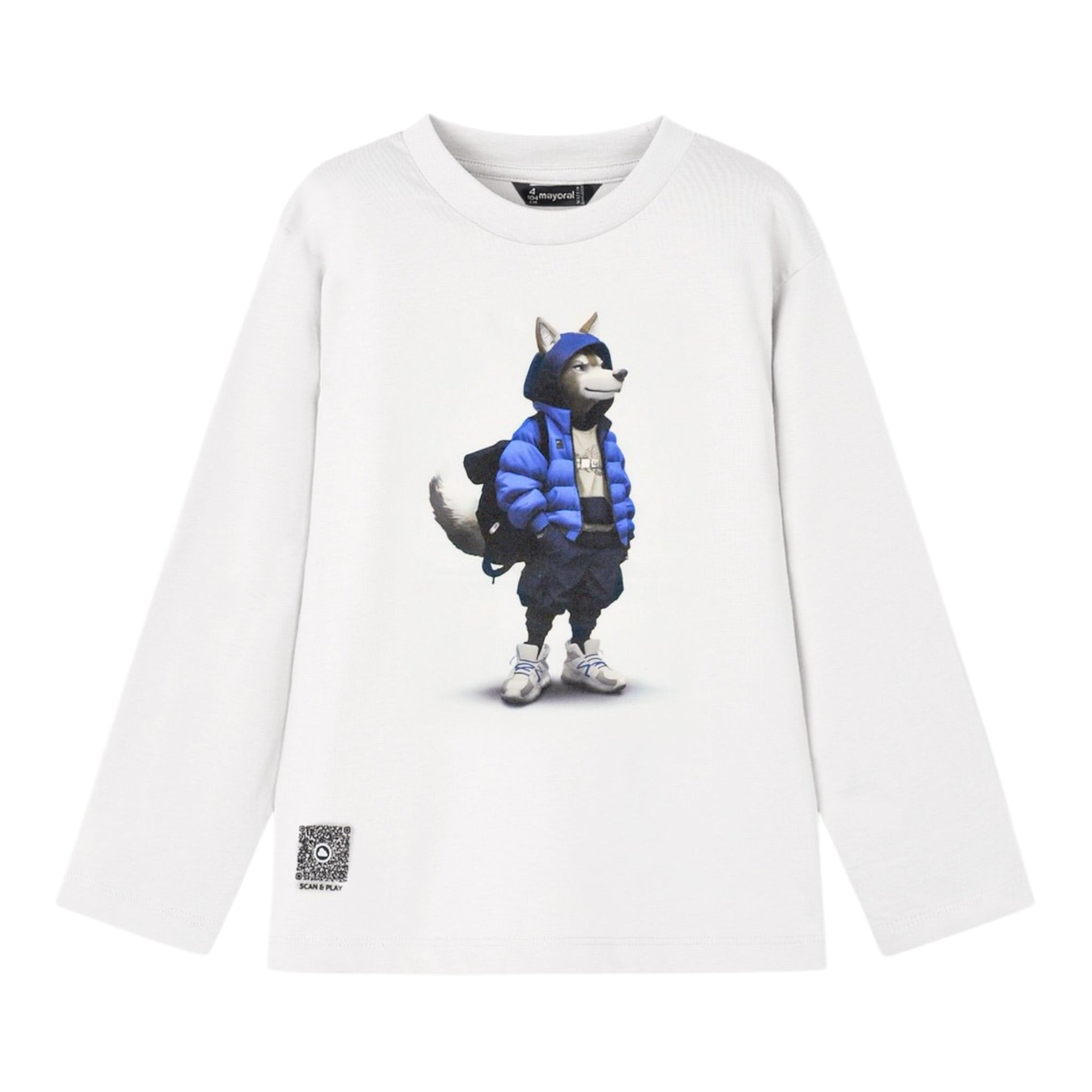 Mayoral Shirt tinta unita Girocollo con Stampa Bianco per Neonato 4083N BIANCO MAYORAL 