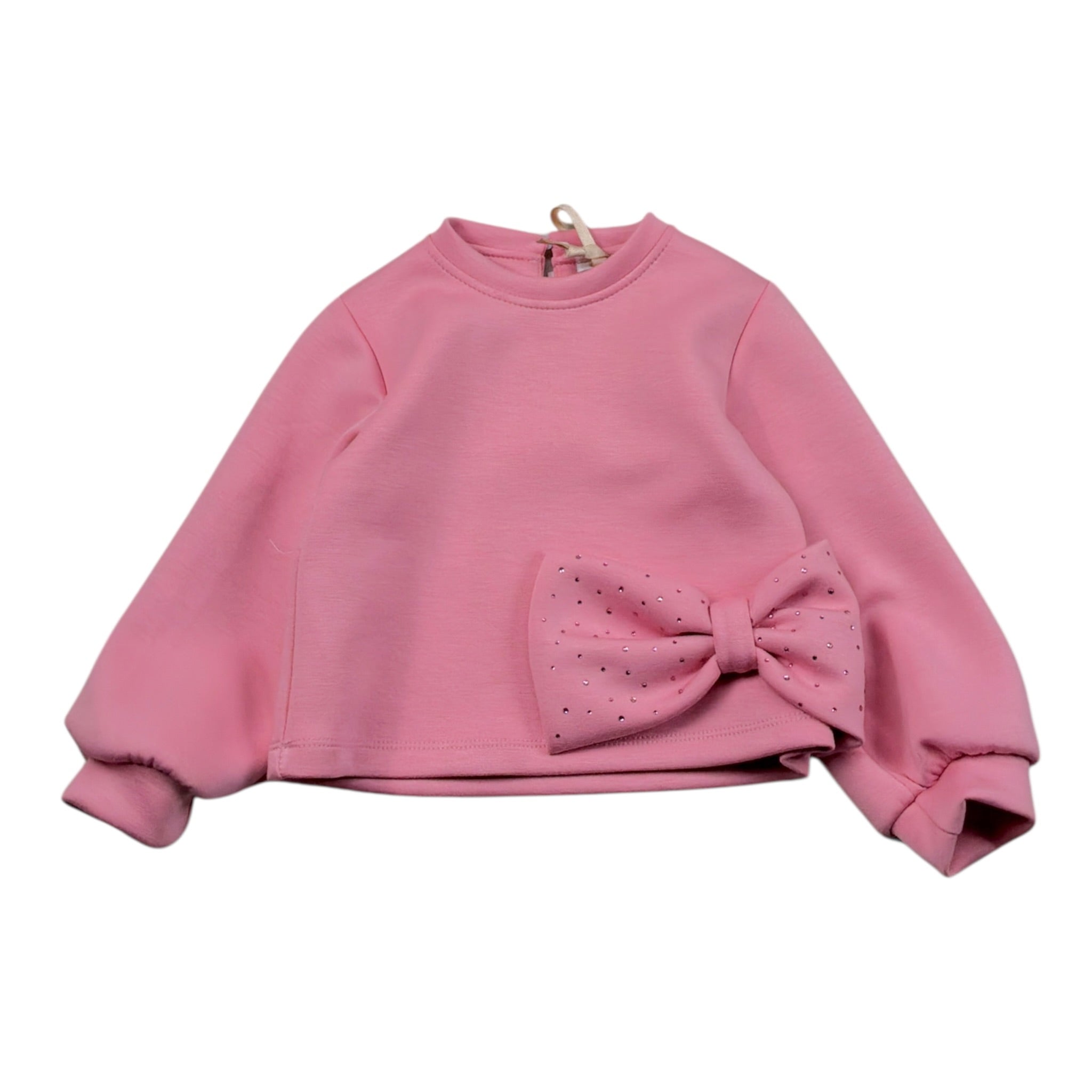 Meilisa Bai Completo 2Pz Felpa tinta unita con Fiocco-Gonna Rosa per Neonata FL6693 ROSA MEILISA BAI 