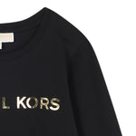 Michael Kors Shirt Girocollo tinta unita con Logo Nero per Neonata R30488 NERO MICHAEL KORS 