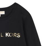 Michael Kors Shirt Girocollo tinta unita con Logo Nero per Neonata R30488 NERO MICHAEL KORS 
