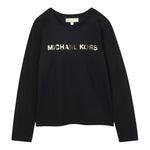 Michael Kors Shirt Girocollo tinta unita con Logo Nero per Neonata R30488X NERO MICHAEL KORS 