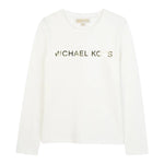 Michael Kors Shirt Girocollo tinta unita con Logo Panna per Neonata R30488X PANNA MICHAEL KORS 