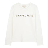 Michael Kors Shirt Girocollo tinta unita con Logo Panna per Neonata R30488X PANNA MICHAEL KORS 