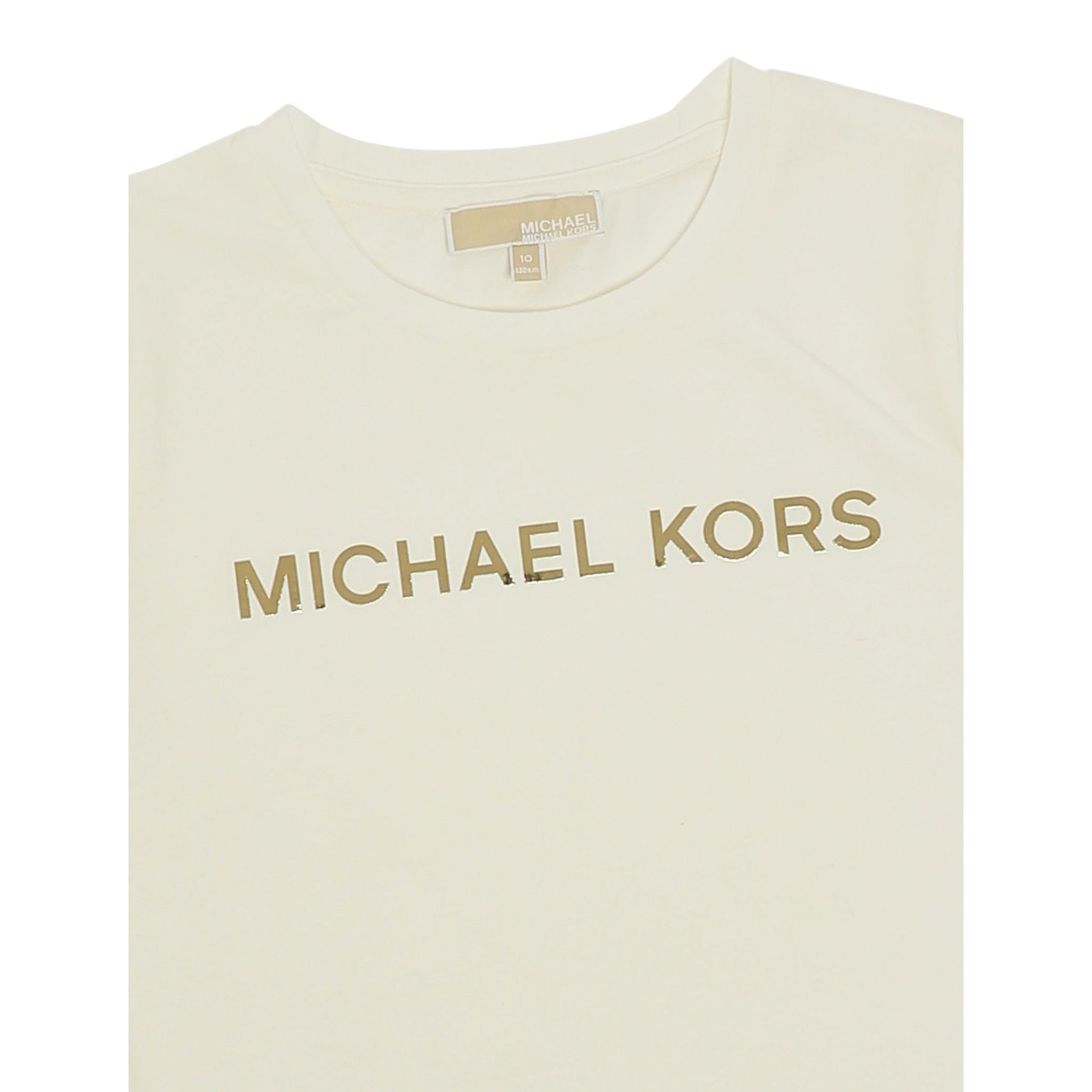 Michael Kors T-Shirt tinta unita con Logo Panna per Neonata R30492 PANNA MICHAEL KORS 