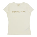 Michael Kors T-Shirt tinta unita con Logo Panna per Neonata R30492 PANNA MICHAEL KORS 
