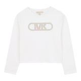 Michael Kors Shirt Girocollo tinta unita con Logo Bianco per Neonata R30495N BIANCO MICHAEL KORS 