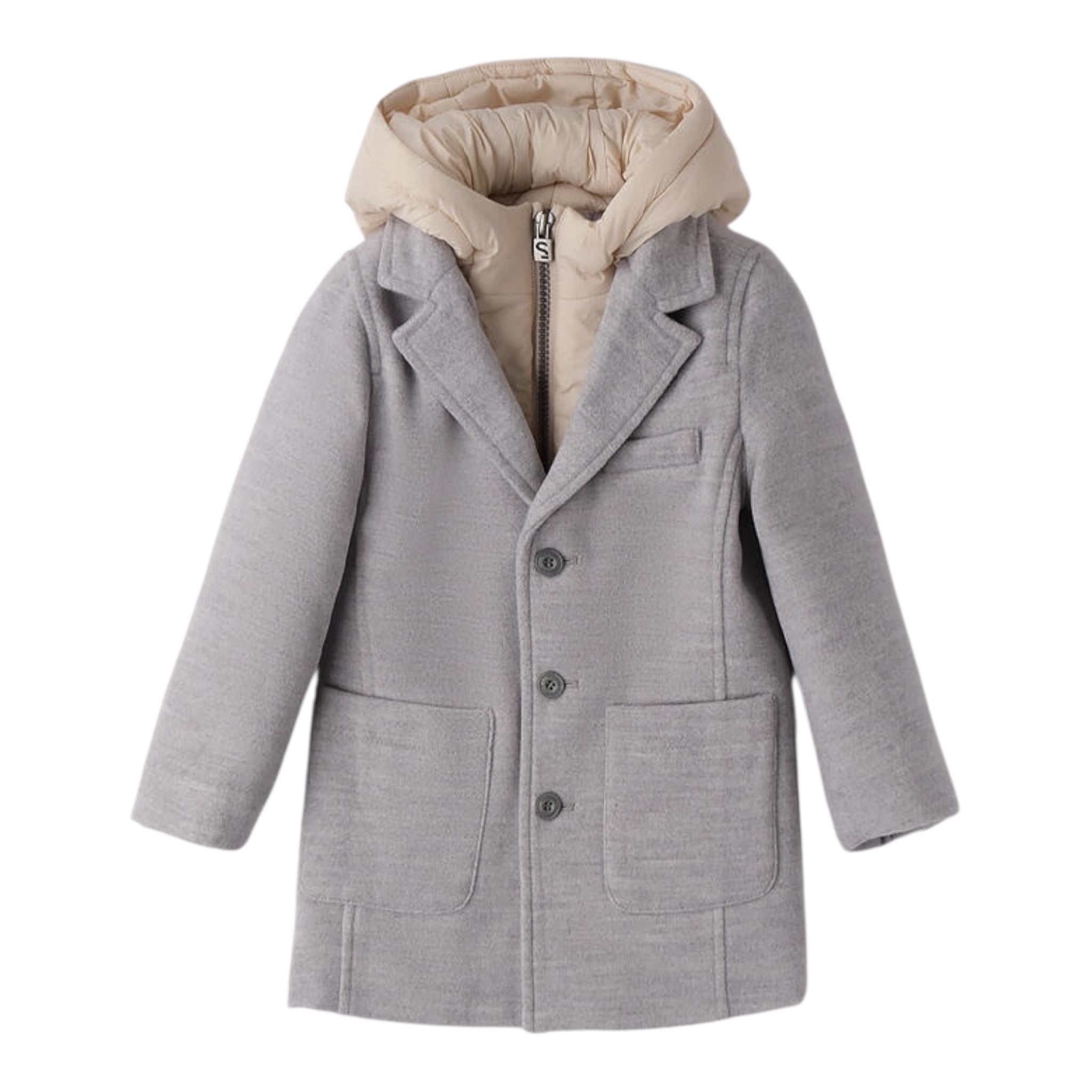 Mini Banda Cappotto Tinta Uita con Cappuccio Grigio per Neonato 0F181 GRIGIO MINI BANDA 
