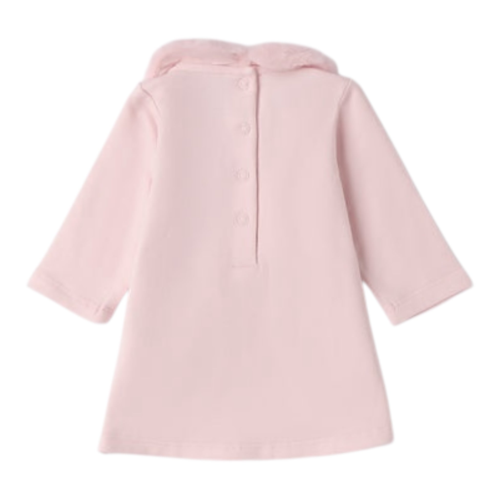 Mini Banda Abito tinta unita con Pelliccia Rosa per Neonata F727 ROSA MINI BANDA 