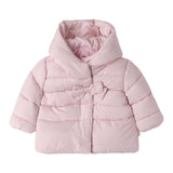 Mini Banda Giubbino tinta unita con Fiocco E Cappuccio Rosa per Neonata F737 ROSA MINI BANDA 