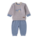 Minibanda Completo 2Pz Felpa-Pantalone Azzurro per Neonato 3F634 AZZURRO MINIBANDA 