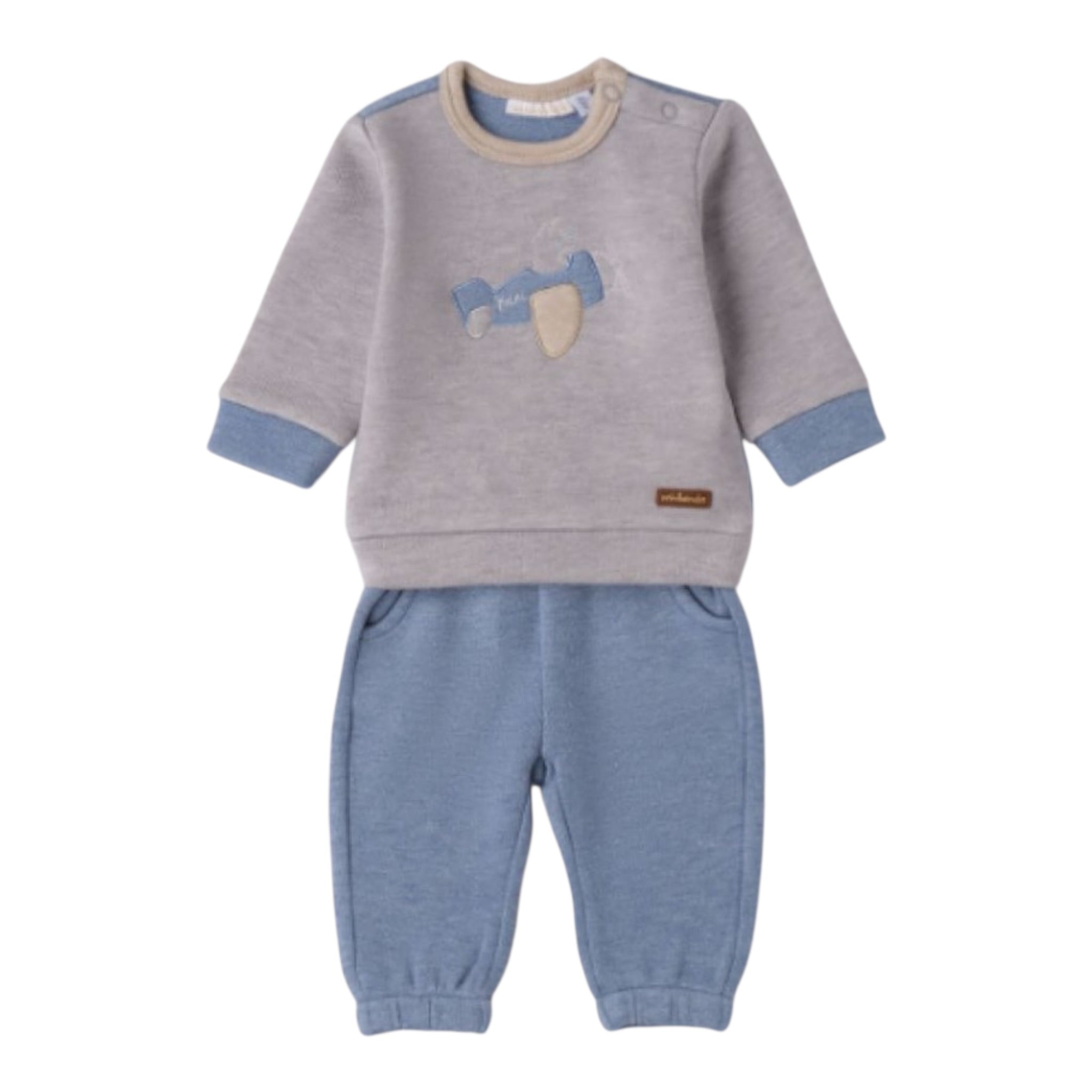 Minibanda Completo 2Pz Felpa-Pantalone Azzurro per Neonato 3F634 AZZURRO MINIBANDA 