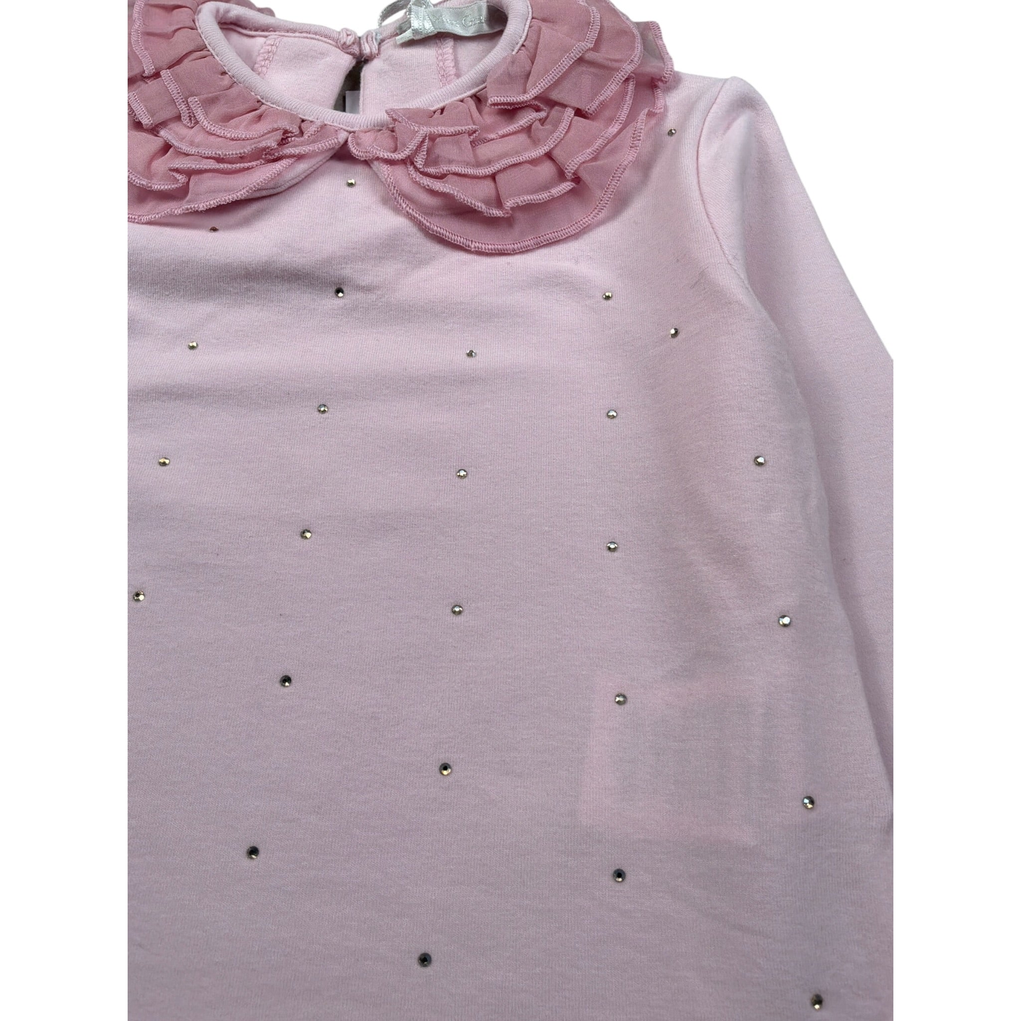 Miss Grant Shirt tinta unita con Colletto Rosa per Neonata MG1417N ROSA MISS GRANT 