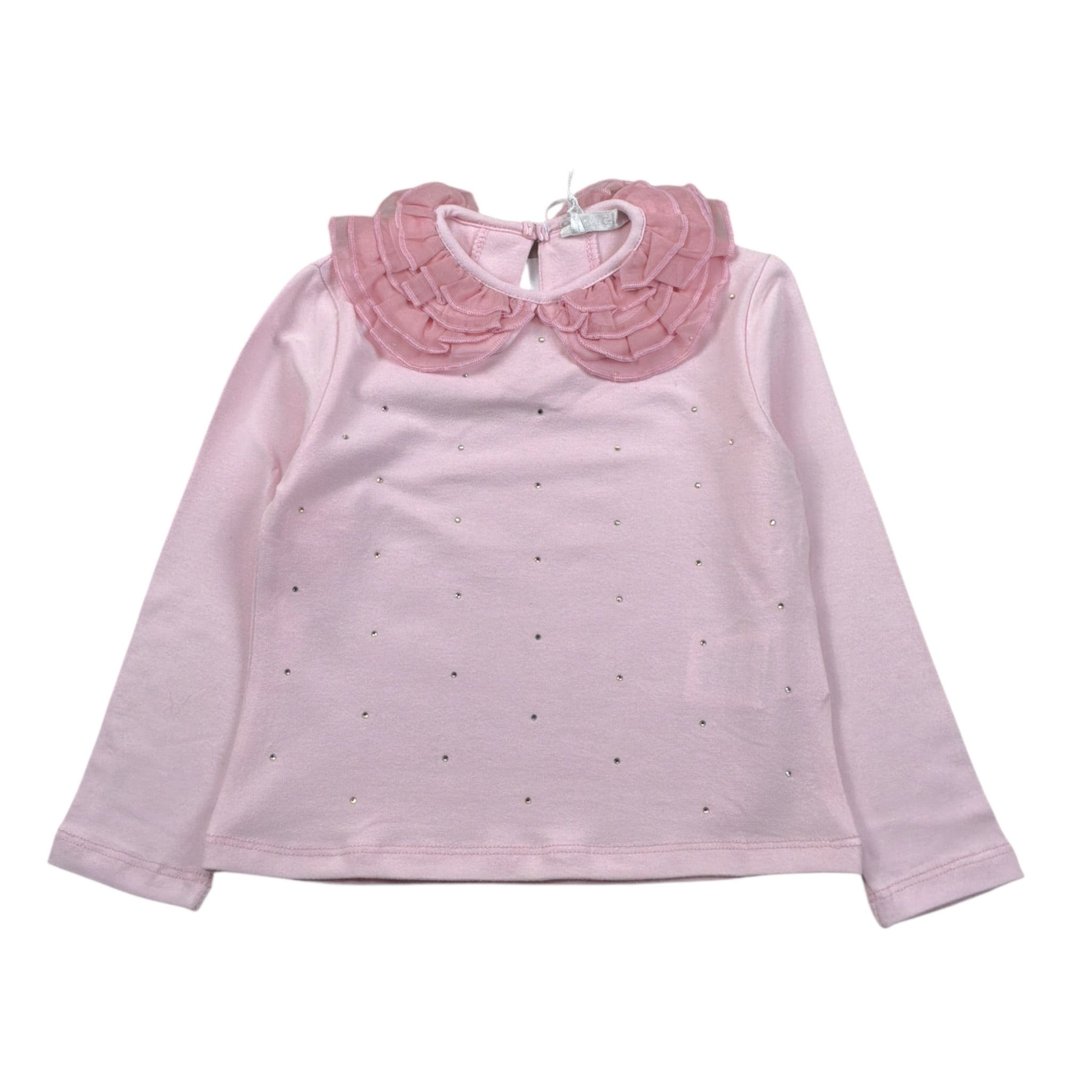 Miss Grant Shirt tinta unita con Colletto Rosa per Bambina MG1417 ROSA MISS GRANT 