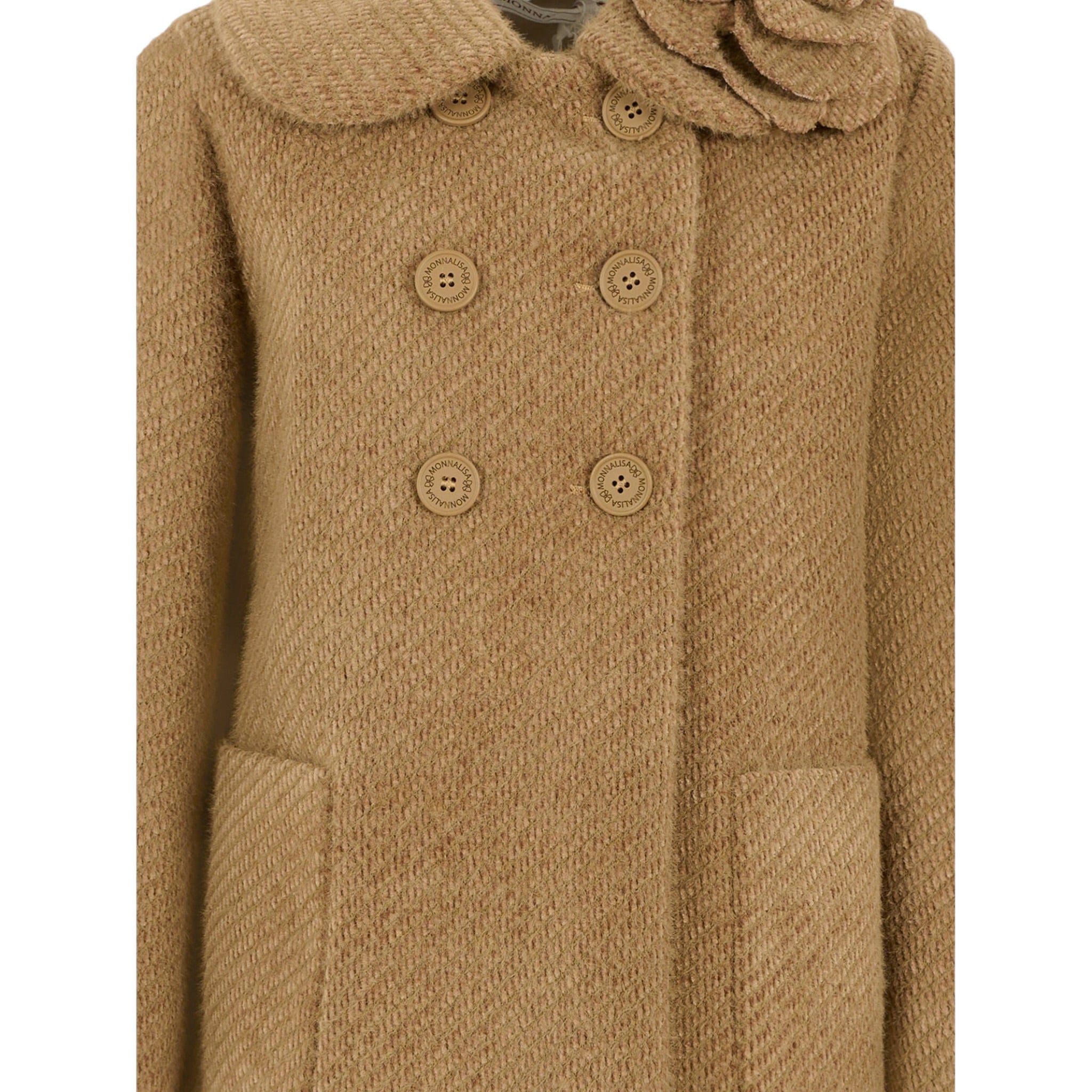 Monnalisa Cappotto tinta unita Doppiopetto Cammello per Bambina 17F109 CAMMELLO MONNALISA 