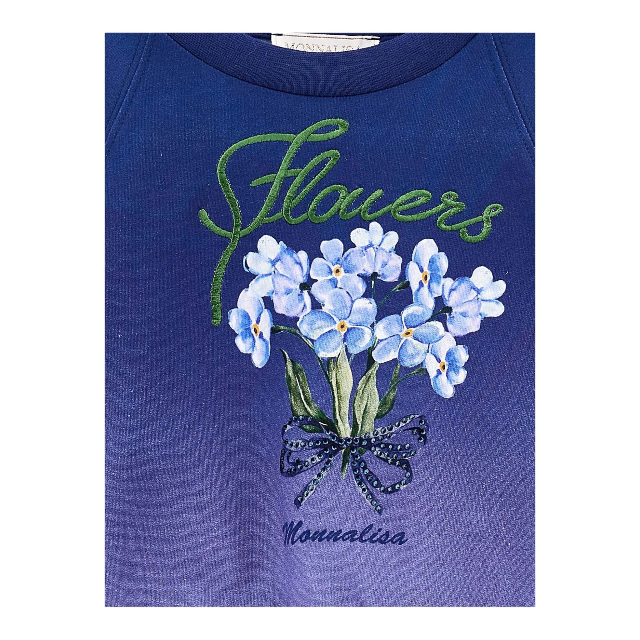 Monnalisa Felpa tinta unita con Stampa Blu per Bambina 19B611 BLU MONNALISA 