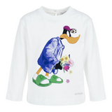 Monnalisa Shirt tinta unita con Stampa Bianco per Bambina 19B615 BIANCO MONNALISA 