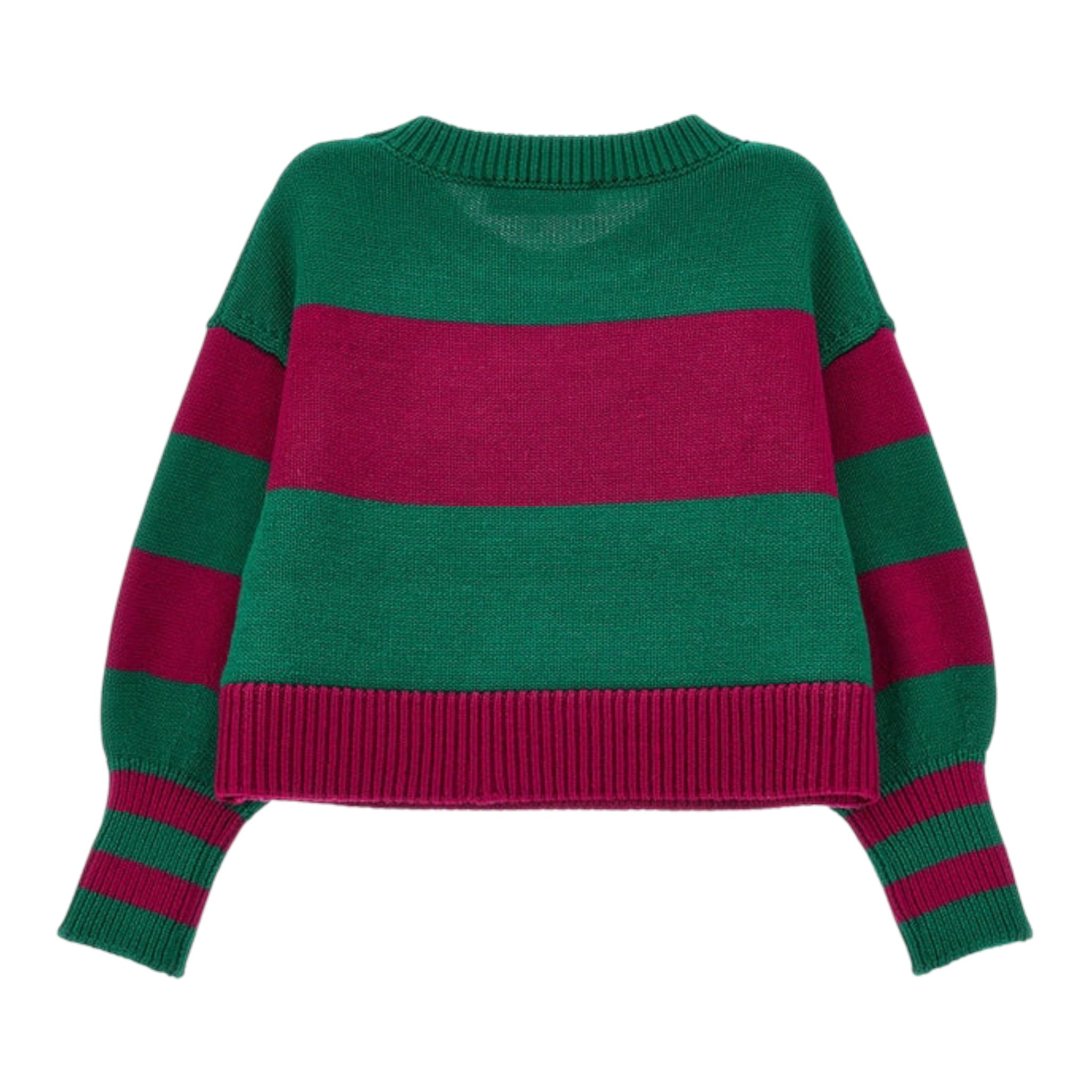 Monnalisa Maglia Bicolore con Fantasia A Righe Verde per Bambina 19B630 VERDE MONNALISA 