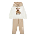 Monnalisa Completo 2 Pezzi Felpa-Pantalone Bicolore Beige per Bambina 19F500X BEIGE MONNALISA 