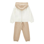 Monnalisa Completo 2 Pezzi Felpa-Pantalone Bicolore Beige per Bambina 19F500X BEIGE MONNALISA 