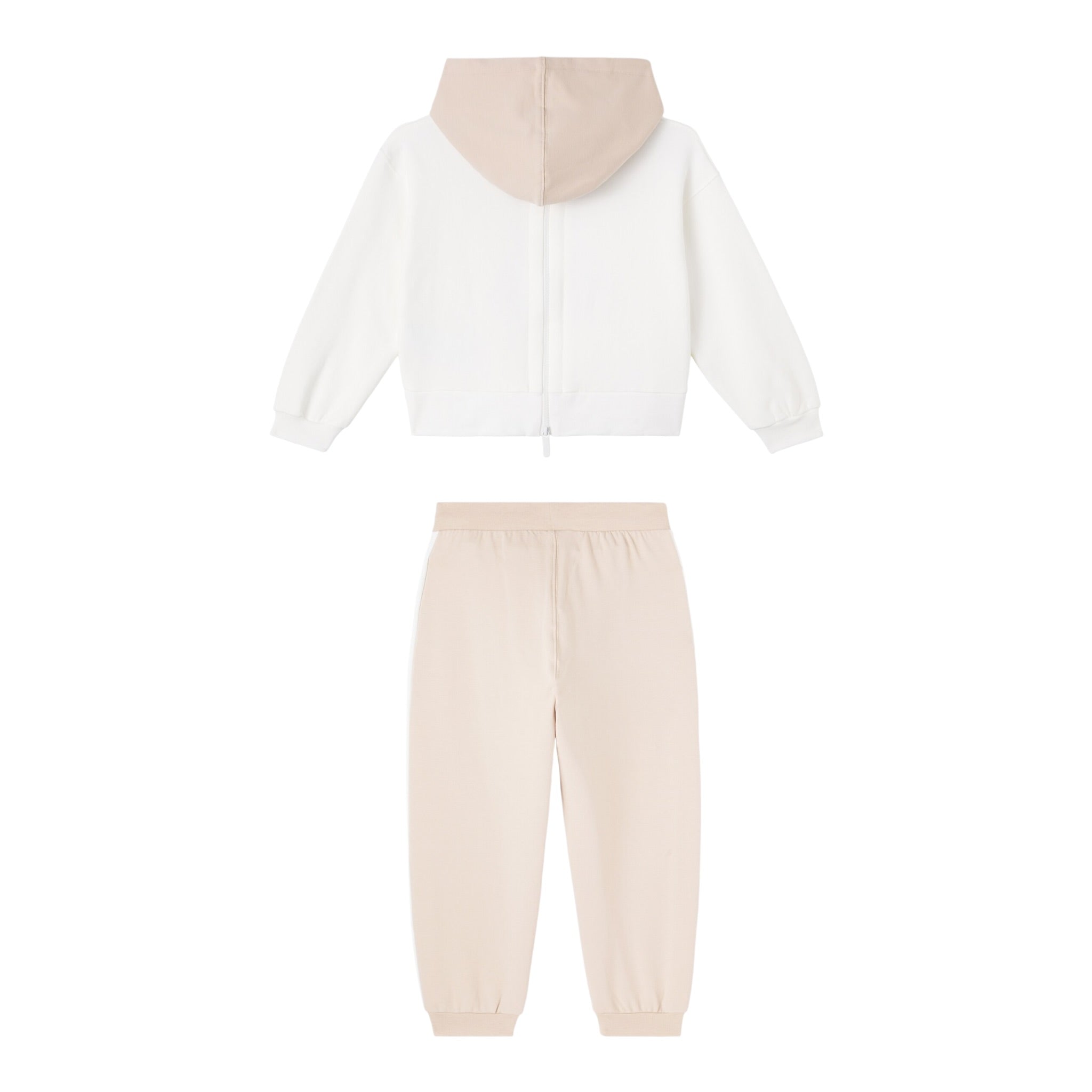Monnalisa Completo 2 Pezzi Felpa-Pantalone Bicolore Bianco/Beige per Bambina 19F500XX BIANCO/BEIGE MONNALISA 