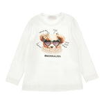 Monnalisa Shirt tinta unita con Stampa Bianco per Bambina 19F612 BIANCO MONNALISA 