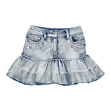 Monnalisa Gonna In Denim tinta unita con Stampa Azzurro per Neonata 19F702 AZZURRO MONNALISA 