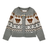Monnalisa Cardigan tinta unita con Ricami Grigio per Bambina 19F808 GRIGIO MONNALISA 