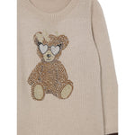 Monnalisa Abito In Maglia tinta unita con Brillantini Beige per Neonata 19F916N BEIGE MONNALISA 